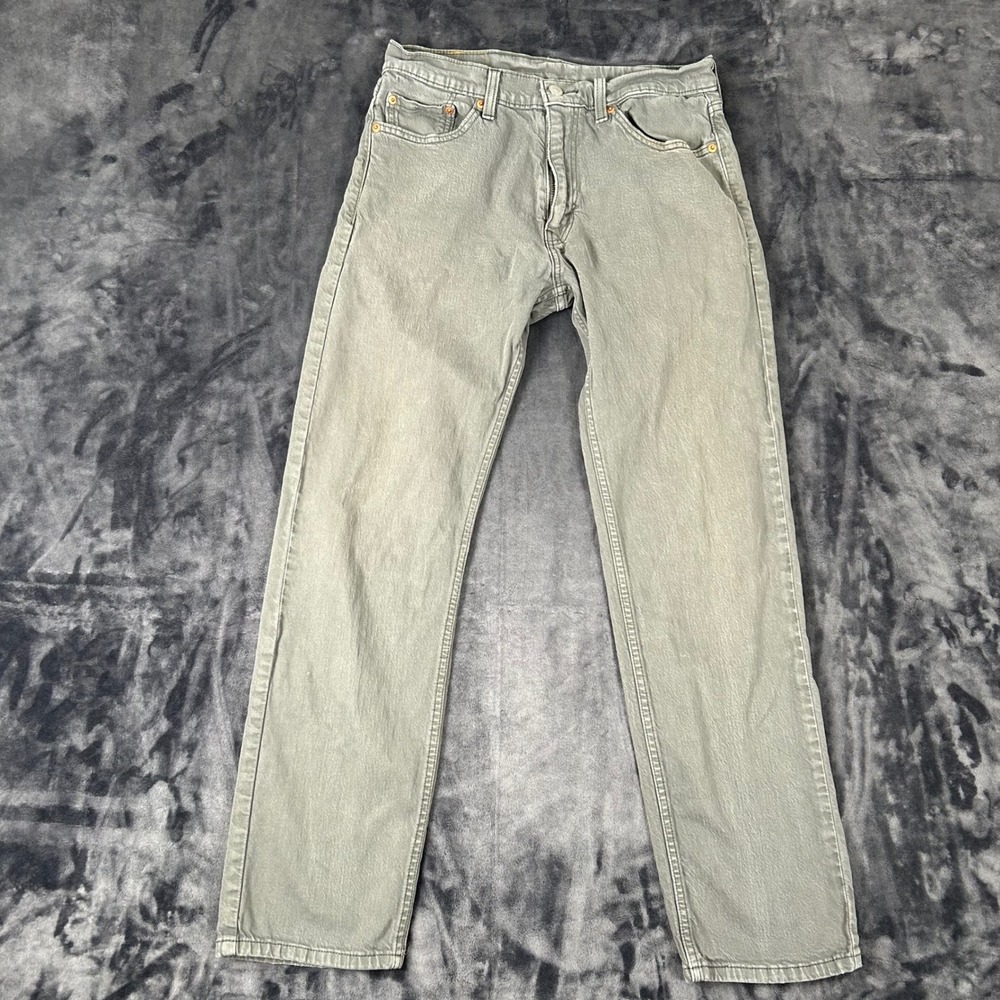 Levi's 505‎ Regular Fit Jeans Mens 30x30 Olive Green Straight Leg Denim 2615